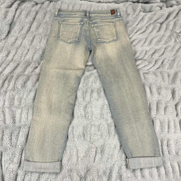 Sneak Peek Jeans Women 7 Boyfriend Distressed Ripped Light Wash Cuffed Denim - Picture 2 of 10